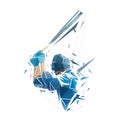 Baseball player logo, baseball batter, isolated low poly vector illustration Royalty Free Stock Photo
