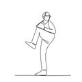 Baseball player one line drawing continuous style design isolated on white background vector illustration minimalism theme Royalty Free Stock Photo