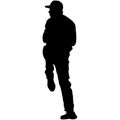 Baseball player, pitcher while throwing ball. Pitcher throwing a ball. Detailed realistic silhouette