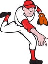 Baseball Player Pitcher Throwing Cartoon Royalty Free Stock Photo