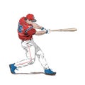 Baseball player in red jersey, vector illustration Royalty Free Stock Photo