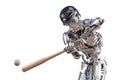 Baseball player robot. Human and cyborg robotic integration concept. Robotic technology 3D illustration