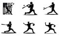 Baseball player silhouettes 6 vector set in different poses Royalty Free Stock Photo
