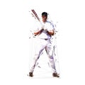 Baseball player standing with bat. Low polygonal baseball batter, isolated geometric vector illustration Royalty Free Stock Photo