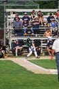 Baseball player swinging at ball