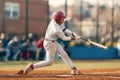 Baseball player swinging bat blurred background of spectators Royalty Free Stock Photo