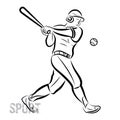 A baseball player swinging the bat.