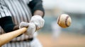baseball player swings a bat at a ball. AI generated Royalty Free Stock Photo