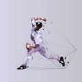 Baseball player throwing ball, low polygonal pitcher, isolated geometric vector illustration Royalty Free Stock Photo
