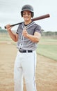 Baseball player, thumbs up and success for sports game on stadium pitch, field and arena for competition match. Portrait Royalty Free Stock Photo