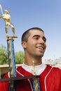 Baseball Player With Trophy Royalty Free Stock Photo