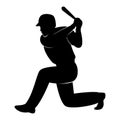 Baseball player, vector illustration , black silhouette Royalty Free Stock Photo