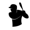 Baseball player, vector illustration , black silhouette Royalty Free Stock Photo