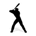 Baseball player vector silhouete. Batter Royalty Free Stock Photo