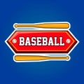 Baseball players community emblem with bats and signboard
