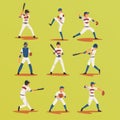 Baseball Players In Different Poses set, Softball Male Athletes Characters in Uniform Vector Illustration Royalty Free Stock Photo