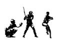 Baseball players, group of team sport athletes, isolated vector silhouette Royalty Free Stock Photo