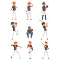 Baseball Players set, Softball Athletes Characters in Uniform, Team Game Sports Vector Illustration