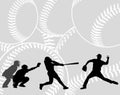 Baseball players silhouettes on the abstract background