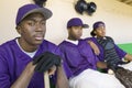 Baseball Players Sitting In Dugout Royalty Free Stock Photo