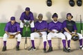 Baseball Players Sitting In Dugout Royalty Free Stock Photo
