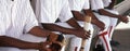 Baseball Players Sitting Together In Dugout Royalty Free Stock Photo