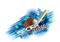 Baseball poster with a baseball. Baseball games advertising. Announcement of a sporting event. Royalty Free Stock Photo