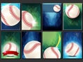 Baseball Poster Set Vector. Empty Template For Design. Promotion. Base. Baseball Ball. Modern Tournament. Sport Game