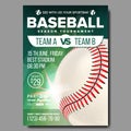 Baseball Poster Vector. Sports Bar Event Announcement. Ball. Banner Advertising. Professional League. Event Template