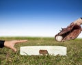 Baseball safe and force out concept Royalty Free Stock Photo
