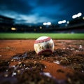 Baseball scene chalk lined infield, sporting action on the field