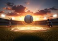A baseball scene is set in Royalty Free Stock Photo