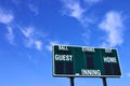 Baseball scoreboard and blue sky Royalty Free Stock Photo