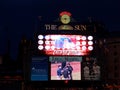 Baseball scoreboard duing a instant replay 'play under review'