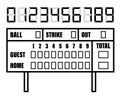 Baseball scoreboard. Score on board during match on field. Team sports. Active lifestyle. American national sport. Vector