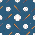 Baseball Seamless Pattern. Bat and Ball Pattern Royalty Free Stock Photo