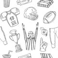 Baseball seamless pattern. Sketches of various stylized