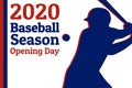 Baseball season opening day holiday concept. Template for background, banner, card, poster with text inscription. Vector Royalty Free Stock Photo
