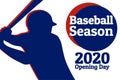 Baseball season opening day holiday concept. Template for background, banner, card, poster with text inscription. Vector Royalty Free Stock Photo