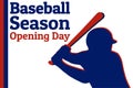 Baseball season opening day holiday concept. Template for background, banner, card, poster with text inscription. Vector Royalty Free Stock Photo