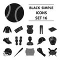 Baseball set collection icons in black style vector symbol Royalty Free Stock Photo