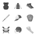 Baseball set collection icons in monochrome style vector Royalty Free Stock Photo