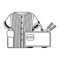 Baseball shirt suitcase and water bottle black and white Royalty Free Stock Photo