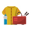 Baseball shirt suitcase and water bottle Royalty Free Stock Photo