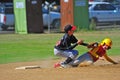 Baseball sliding into the tag.