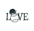 baseball softball love text vector logo graphic design with helmet Royalty Free Stock Photo