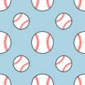 Baseball, softball sport game vector seamless pattern, background with line icons of balls. Linear signs for