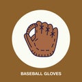 Baseball softball vector line icon. Gloves logo, equipment sign. Sport competition illustration