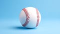 Baseball on a solid blue background with red stitching and shadow. Royalty Free Stock Photo