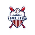 Baseball sport club icon, softball team vector badge.